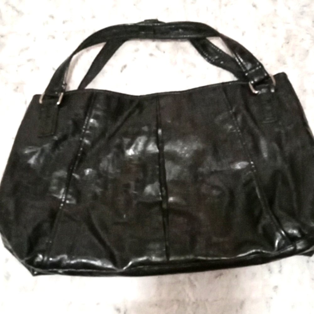 Black faux leather bag